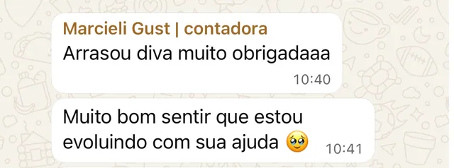 Print de mensagem de aluna