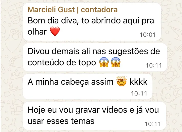 Print de mensagem de aluna
