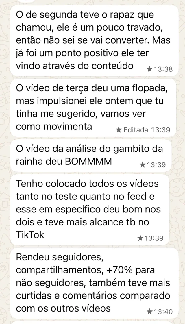 Print de mensagem de aluna