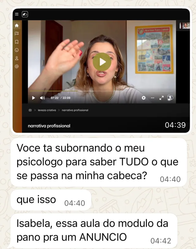 Print de mensagem de aluna
